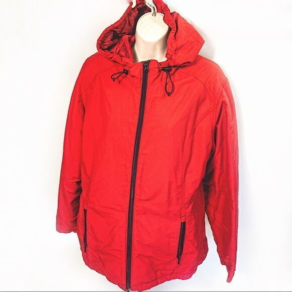 Eddie Bauer Red Windbreaker Winter Jacket Sz L - Picture 1 of 12